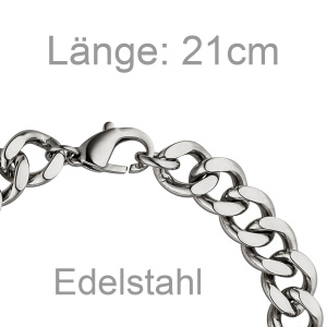 Preview: Panzerarmband Edelstahl 21 cm Armband