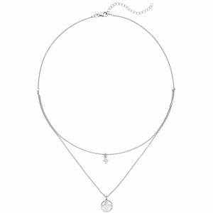 Collier Halskette 925 Sterling Silber 5 Zirkonia 44 cm