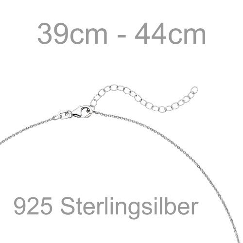 Preview: Collier Halskette 925 Sterling Silber 5 Zirkonia 44 cm
