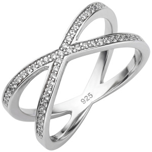 Damen Ring 925 Sterling Silber 49 Zirkonia Silberring