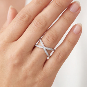 Preview: Damen Ring 925 Sterling Silber 49 Zirkonia Silberring