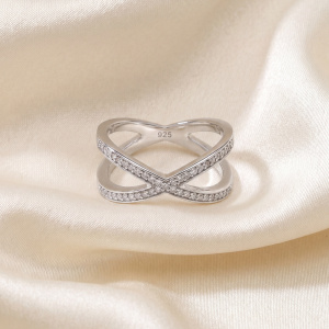 Preview: Damen Ring 925 Sterling Silber 49 Zirkonia Silberring