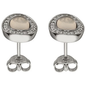 Ohrstecker 925 Sterling Silber 2 Rosenquarze 44 Zirkonia Ohrringe Silberohrringe