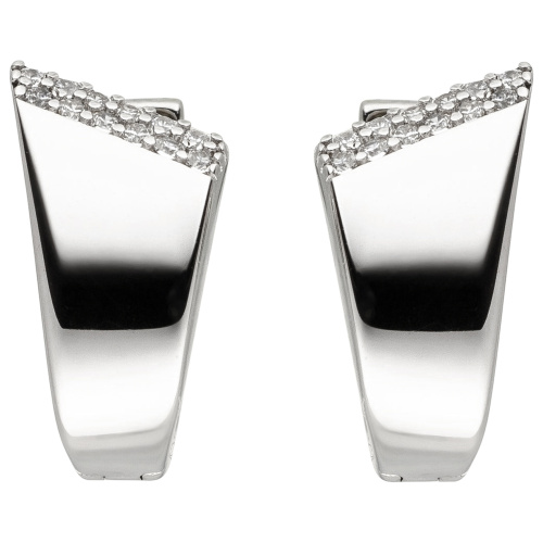 Preview: Creolen 925 Sterling Silber 24 Zirkonia Ohrringe Silbercreolen Silberohrringe
