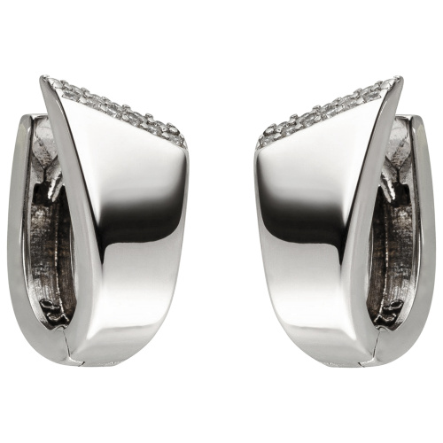Preview: Creolen 925 Sterling Silber 24 Zirkonia Ohrringe Silbercreolen Silberohrringe