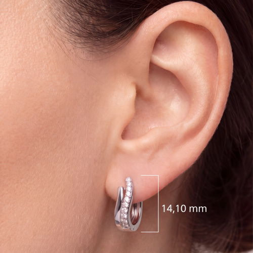 Preview: Creolen 925 Sterling Silber 20 Zirkonia Ohrringe Silberohrringe