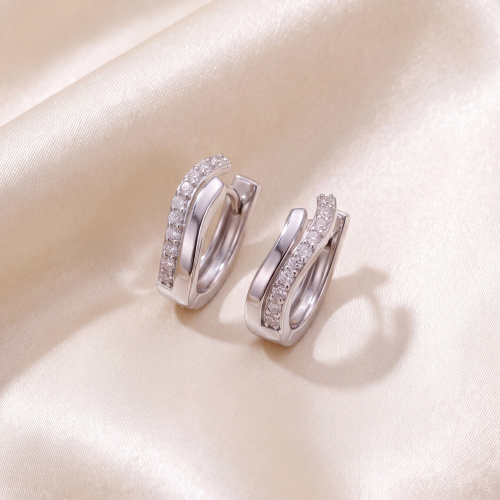 Preview: Creolen 925 Sterling Silber 20 Zirkonia Ohrringe Silberohrringe