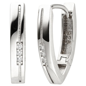 Creolen oval 925 Sterling Silber 6 Zirkonia Ohrringe Silbercreolen Silberohrringe