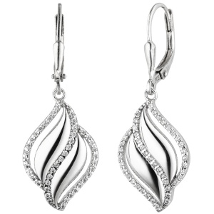 Ohrhänger 925 Sterling Silber 86 Zirkonia Ohrringe Boutons Silberohrringe