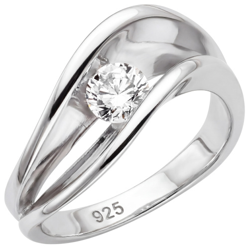Damen Ring 925 Sterling Silber 1 Zirkonia Silberring