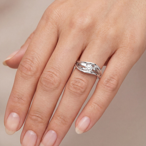 Preview: Damen Ring 925 Sterling Silber 1 Zirkonia Silberring