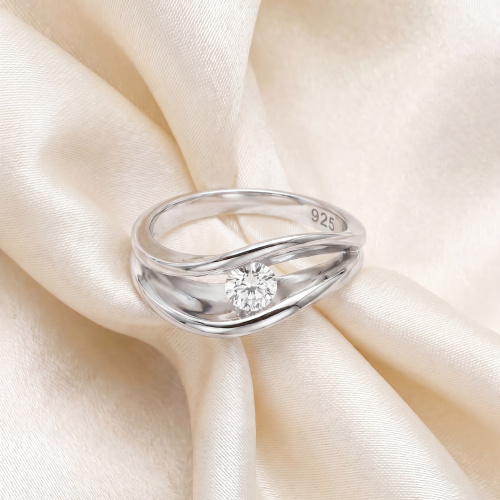 Preview: Damen Ring 925 Sterling Silber 1 Zirkonia Silberring