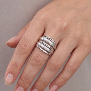 Preview: Damen Ring mehrreihig 925 Sterling Silber Silberring