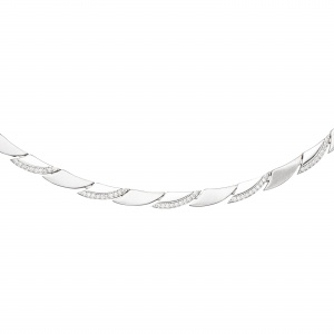 Collier Halskette 925 Silber 210 Zirkonia 45 cm Kette Silberkette