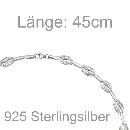 Preview: Collier Halskette 925 Sterling Silber gehämmert 45 cm Kette Silberkette