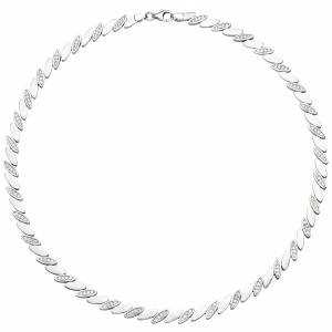 Collier Halskette 925 Silber matt 144 Zirkonia 45 cm Kette Silberkette