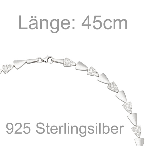 Preview: Collier Halskette 925 Sterling Silber gehämmert 45 cm Kette Silberkette