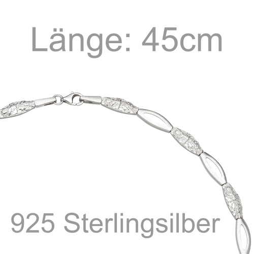 Preview: Collier Halskette 925 Sterling Silber gehämmert 45 cm Kette Silberkette