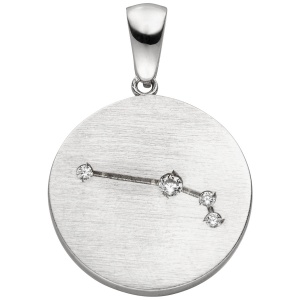 Anhänger Sternzeichen Widder 925 Sterling Silber matt 4 Zirkonia Silberanhänger