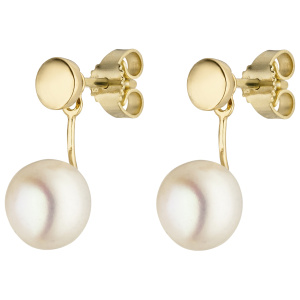 Preview: Ohrhänger 585 Gold Gelbgold 2 Süßwasser Perlen Ohrringe Perlenohrringe