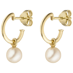 Preview: Ohrhänger 585 Gold Gelbgold 2 Süßwasser Perlen Ohrringe Perlenohrringe