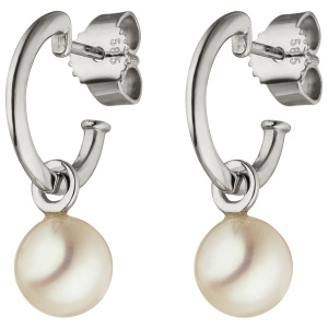 Preview: Ohrhänger 585 Gold Weißgold 2 Süßwasser Perlen Ohrringe Perlenohrringe