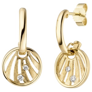 Ohrhänger 585 Gold Gelbgold eismatt 4 Diamanten Brillanten Ohrringe