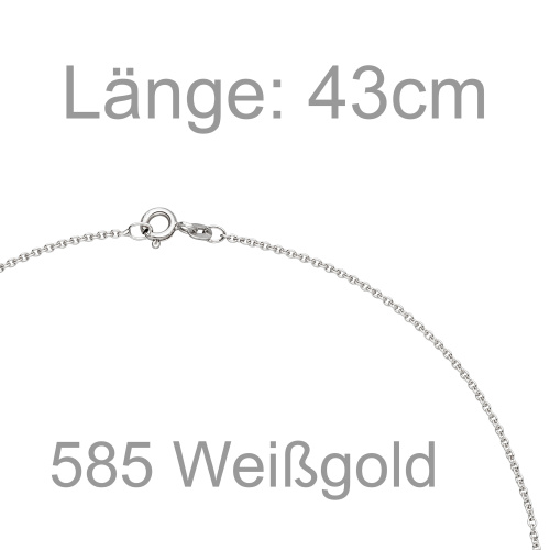 Preview: Collier Halskette 585 Gold Weißgold 7 Diamanten Brillanten 43 cm Kette