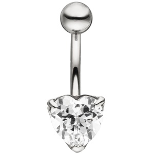 Bauchnabel Piercing Herz Edelstahl 1 Zirkonia