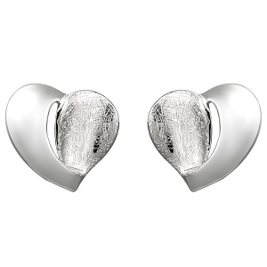 Ohrstecker Herz 925 Sterling Silber eismatt Ohrringe Silberohrringe