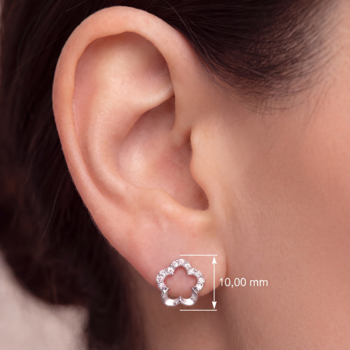 Preview: Ohrstecker Blume 925 Silber matt 22 Zirkonia Ohrringe Silberohrringe