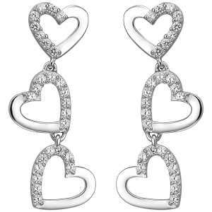Ohrhänger Herzen 925 Silber 52 Zirkonia Ohrringe