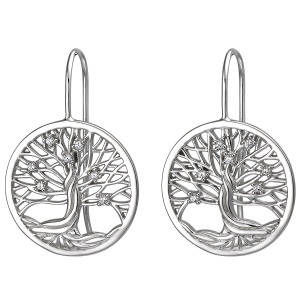 Ohrhänger Baum 925 Sterling Silber 14 Zirkonia Ohrringe Silberohrringe