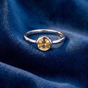 Preview: Damen Ring 925 Sterling Silber 1 Citrin gelb Silberring