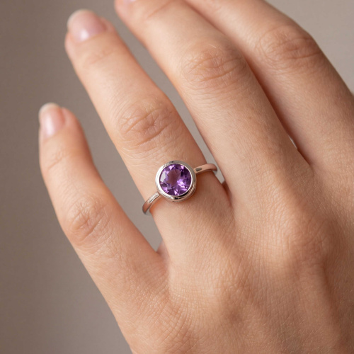 Damen Ring 925 Sterling Silber 1 Amethyst lila violett Silberring