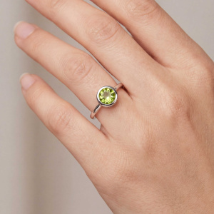 Preview: Damen Ring 925 Sterling Silber 1 Peridot grün Silberring