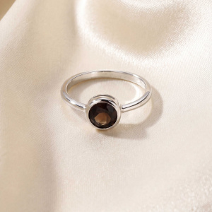 Preview: Damen Ring 925 Sterling Silber 1 Rauchquarz Silberring