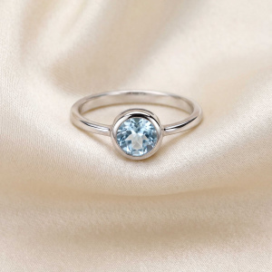 Damen Ring 925 Sterling Silber 1 Blautopas hellblau blau Silberring