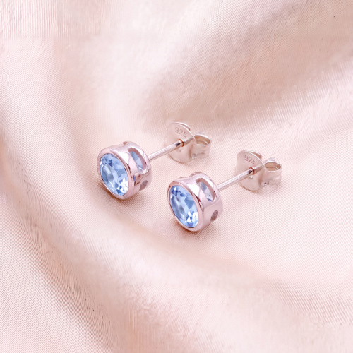 Preview: Ohrstecker 925 Silber 2 Blautopase hellblau blau Ohrringe Silberohrringe