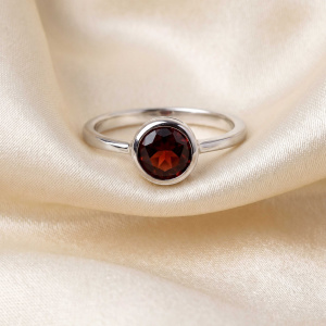 Preview: Damen Ring 925 Sterling Silber 1 Granat rot Silberring