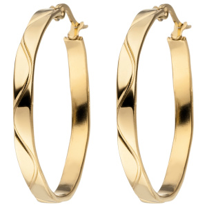 Preview: Creolen Edelstahl 34 mm goldfarben beschichtet Ohrringe