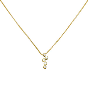 Preview: Collier 750 Gold Gelbgold 5 Diamanten Brillanten 45 cm