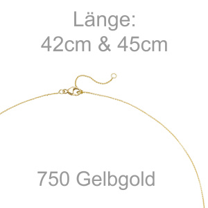 Preview: Collier 750 Gold Gelbgold 5 Diamanten Brillanten 45 cm