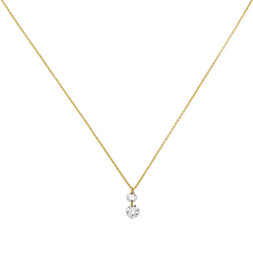 Collier 750 Gold Gelbgold 2 Diamanten Brillanten 45 cm