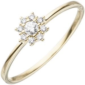 Damen Ring 333 Gold Gelbgold 9 Zirkonia