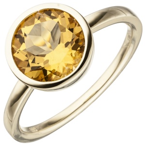 Damen Ring 585 Gold Gelbgold 1 Citrin orange