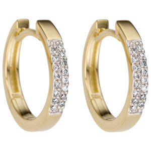 Preview: Creolen 585 Gold Gelbgold 32 Diamanten Brillanten Ohrringe