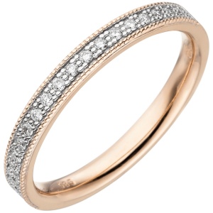 Damen Ring 585 Gold Rotgold 19 Diamanten Brillanten