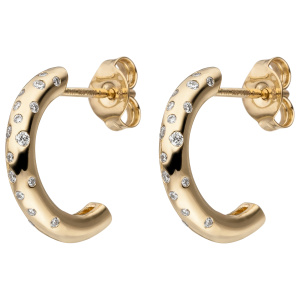 Preview: Halbcreolen 585 Gold Gelbgold 34 Diamanten Brillanten Ohrringe
