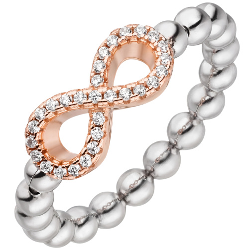 Damen Ring Unendlichkeit 925 Sterling Silber 29 Zirkonia elastisch